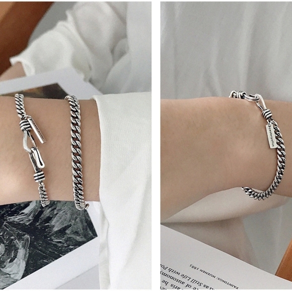 NEW S925 Unisex Castor Pollux Bangle Cuff Bracelet - Picture 3 of 13